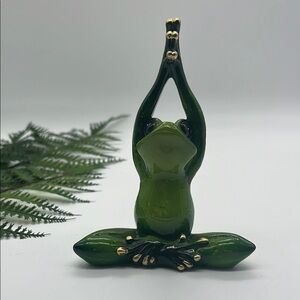 Green and Gold Meditation Figurine Accent Decor